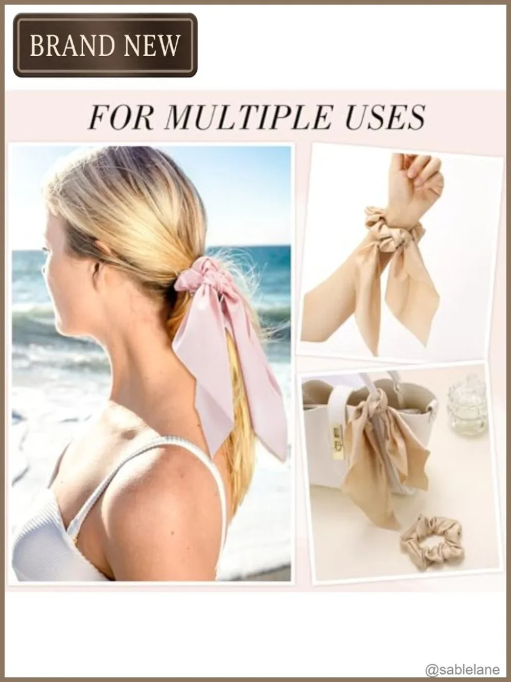 8 Pack Satin Bow Scrunchie Ribbon Hair Ties for Women